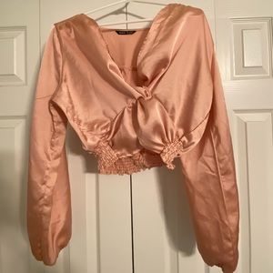 Light pink silk crop top